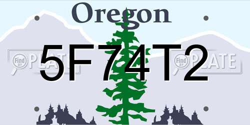 5F74T2 Oregon License Plate