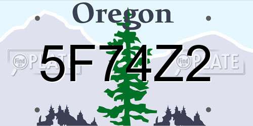 5F74Z2 Oregon License Plate