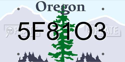 5F81O3 Oregon License Plate