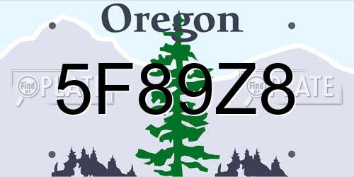 5F89Z8 Oregon License Plate