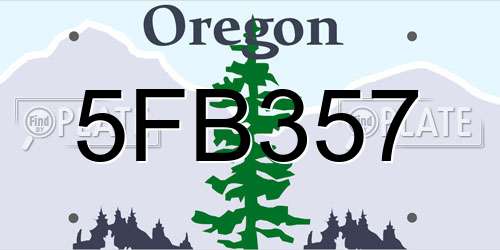 5FB357 Oregon License Plate