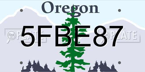 5FBE87 Oregon License Plate