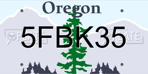 5FBK35 Oregon License Plate