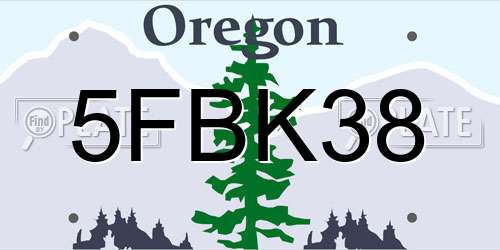 5FBK38 Oregon License Plate