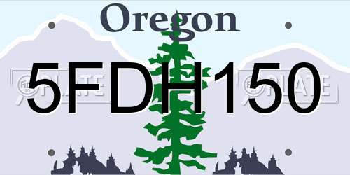 5FDH150 Oregon License Plate