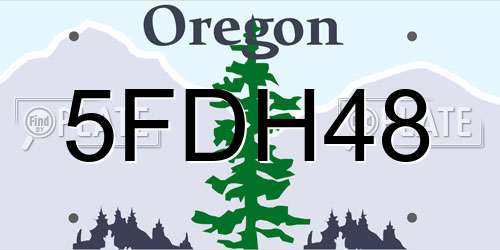 5FDH48 Oregon License Plate