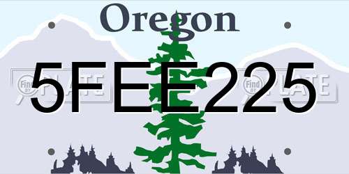 5FEE225 Oregon License Plate