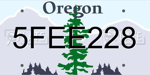 5FEE228 Oregon License Plate