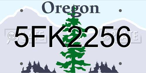 5FK2256 Oregon License Plate