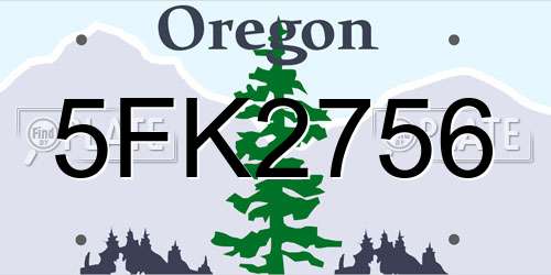 5FK2756 Oregon License Plate
