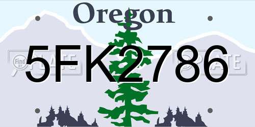 5FK2786 Oregon License Plate