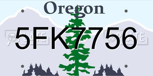 5FK7756 Oregon License Plate