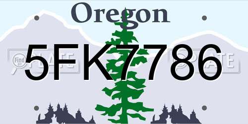 5FK7786 Oregon License Plate