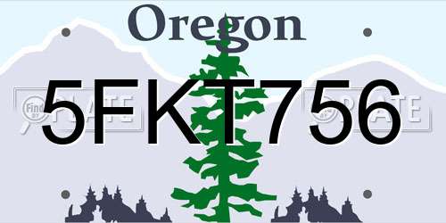 5FKT756 Oregon License Plate