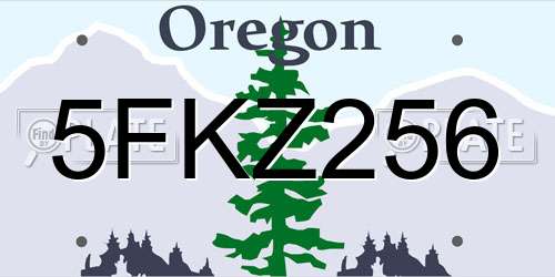 5FKZ256 Oregon License Plate