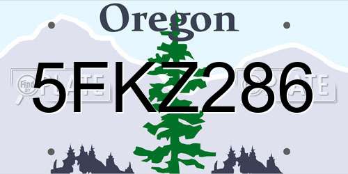 5FKZ286 Oregon License Plate