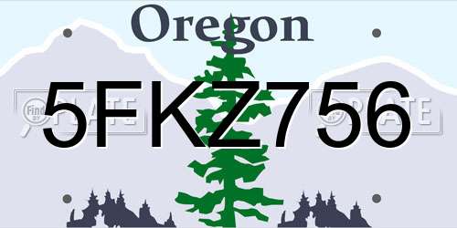 5FKZ756 Oregon License Plate