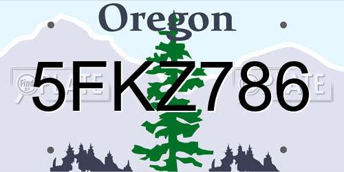 5FKZ786 Oregon License Plate