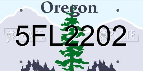 5FL2202 Oregon License Plate