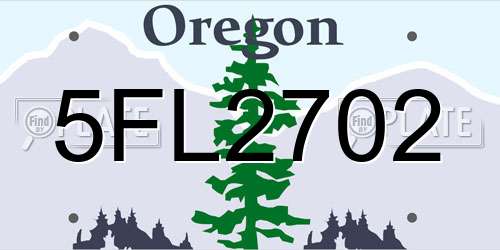 5FL2702 Oregon License Plate