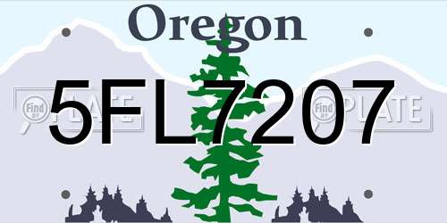 5FL7207 Oregon License Plate
