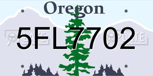 5FL7702 Oregon License Plate