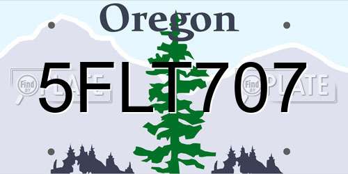 5FLT707 Oregon License Plate