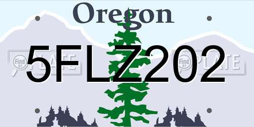 5FLZ202 Oregon License Plate