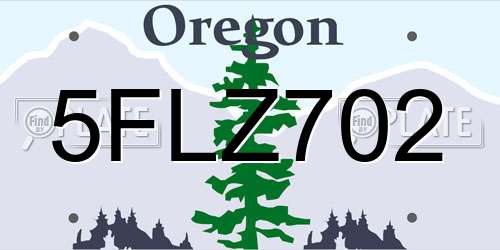 5FLZ702 Oregon License Plate