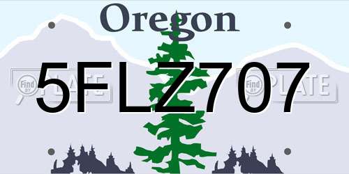 5FLZ707 Oregon License Plate