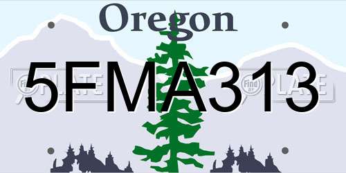 5FMA313 Oregon License Plate