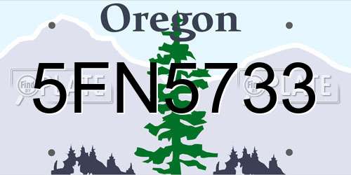 5FN5733 Oregon License Plate