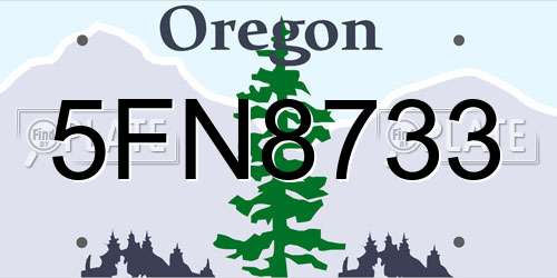 5FN8733 Oregon License Plate