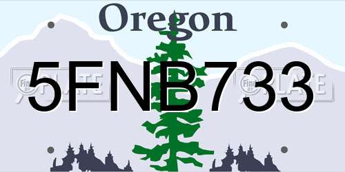 5FNB733 Oregon License Plate