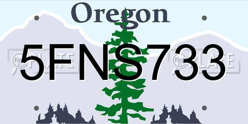 5FNS733 Oregon License Plate