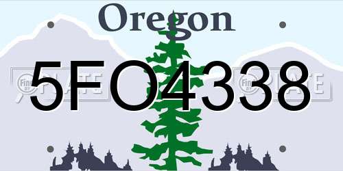 5FO4338 Oregon License Plate