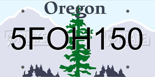 5FOH150 Oregon License Plate
