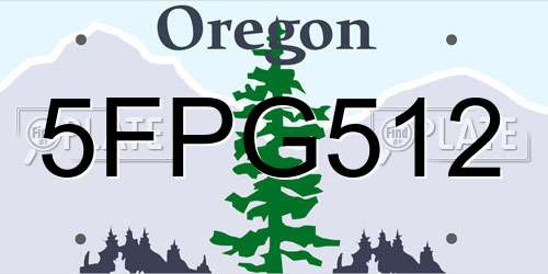 5FPG512 Oregon License Plate