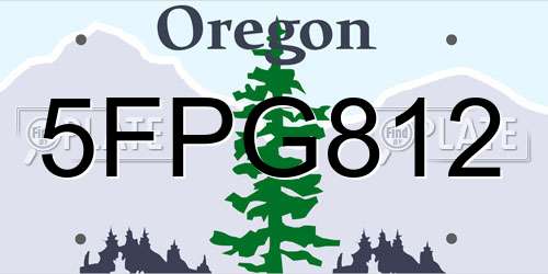 5FPG812 Oregon License Plate