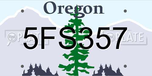 5FS357 Oregon License Plate