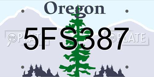 5FS387 Oregon License Plate