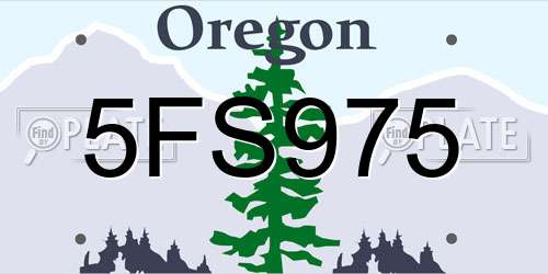 5FS975 Oregon License Plate