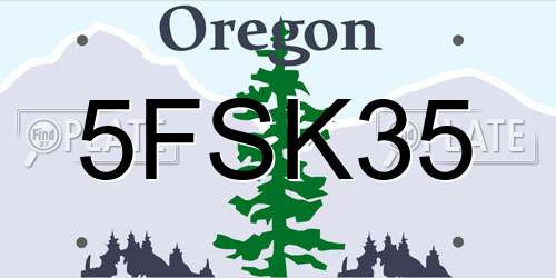 5FSK35 Oregon License Plate