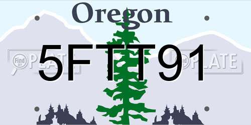 5FTT91 Oregon License Plate