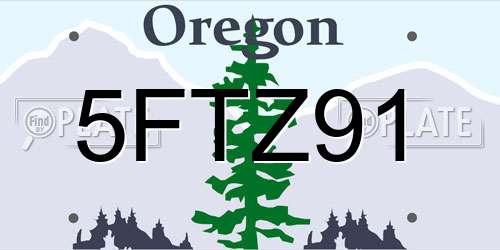 5FTZ91 Oregon License Plate