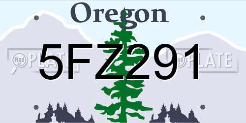5FZ291 Oregon License Plate