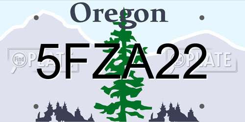 5FZA22 Oregon License Plate