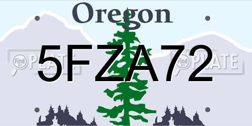 5FZA72 Oregon License Plate