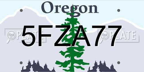 5FZA77 Oregon License Plate