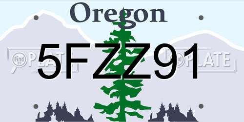 5FZZ91 Oregon License Plate